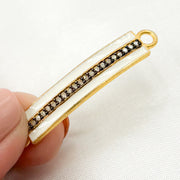 Diamond Sterling Silver Rectangle Enamel Connector